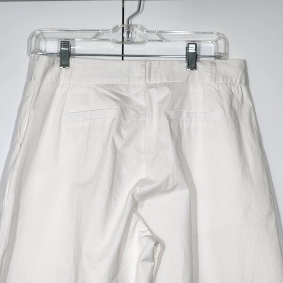 Beulah Wide Leg High Waisted Pleated Front Pants Size L White Cotton Blend - Picture 4 of 6